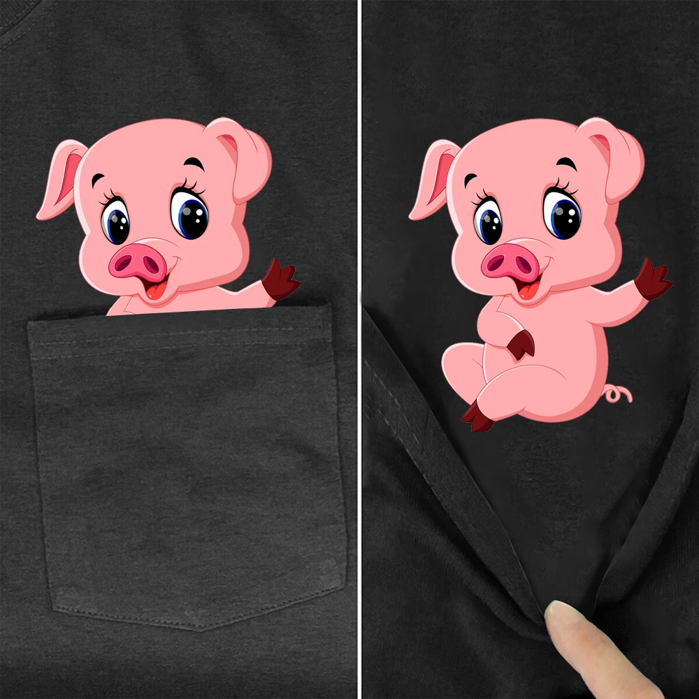 

FiiShiMi Power Funny O Cotton T-ShirtsI Brand Pocket Cute Pig 3D Printed Casual T-Shirts Hip Hop Funny Cotton Tees Tops