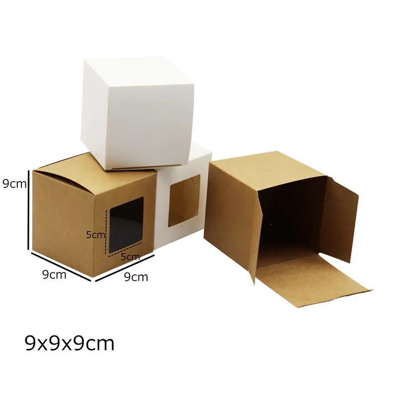 100Pcs 9x9x9cm Blank Kraft Paper Packaging Box for Earring DIY Jewelry Display Storage Wedding Party Handmade Gift Boxes