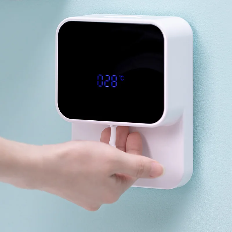 

280ml Automatic Liquid Soap Dispenser Touchless Sensor LED Temperature Display Wall Mounted Bashroom Foam Hand Washer