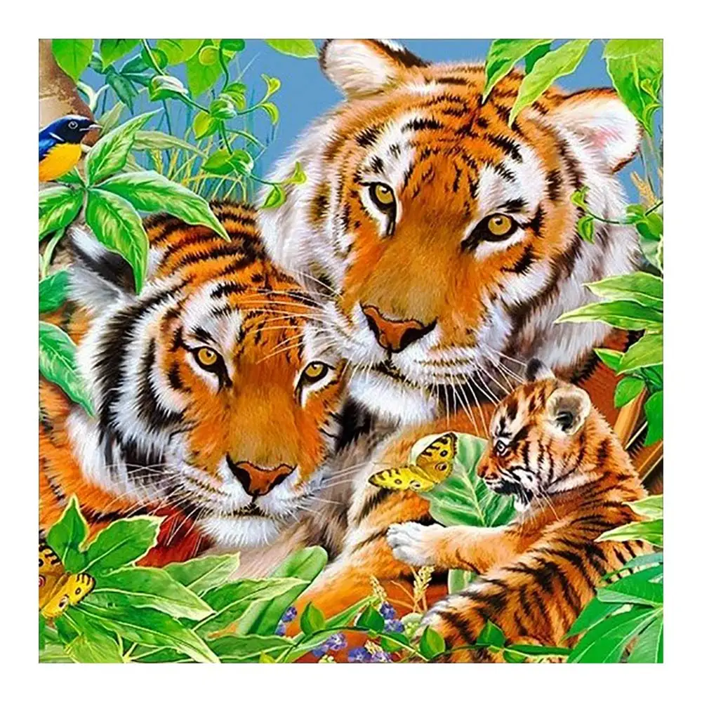 Тигр мать и сын животное Алмазная картина Полный Круглый Новый DIY наклеивающийся