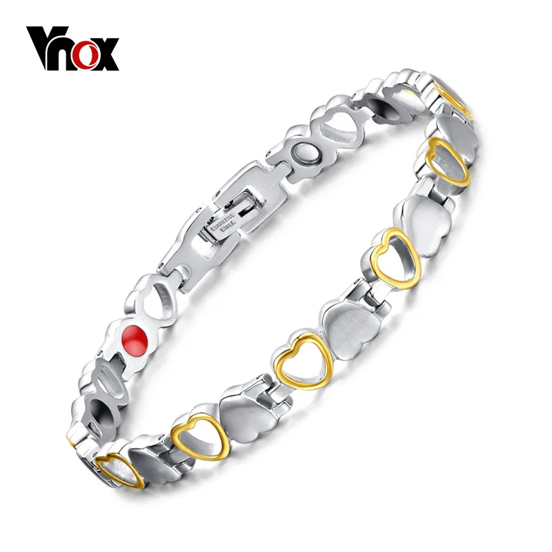 Vnox Винтаж сердце браслет магнит германия камень Здоровье и гигиена Для женщин
