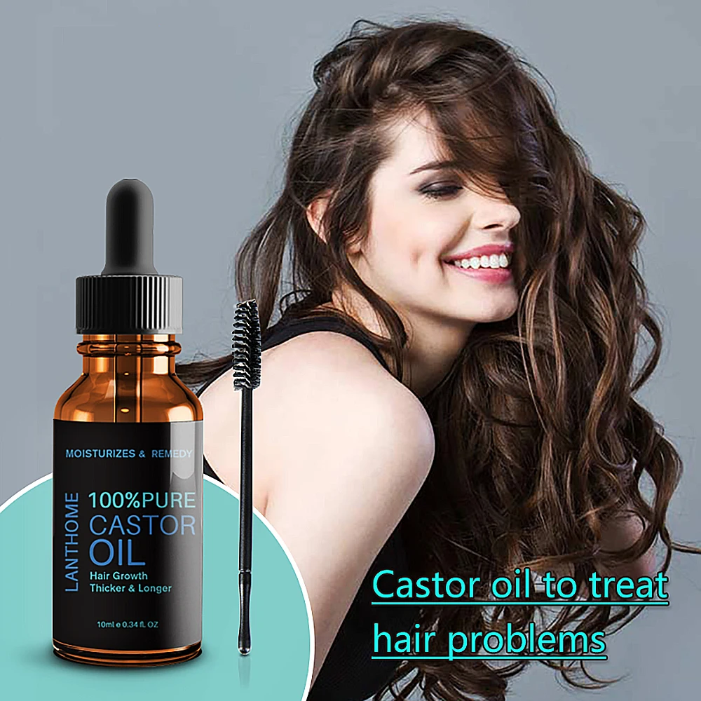 

US Stock Pure Castor Oil Hair Growth Serum Eyelash Growth Lifting Hair Oil for Damaged Hair Scalp Prevent Skin Aging Serum