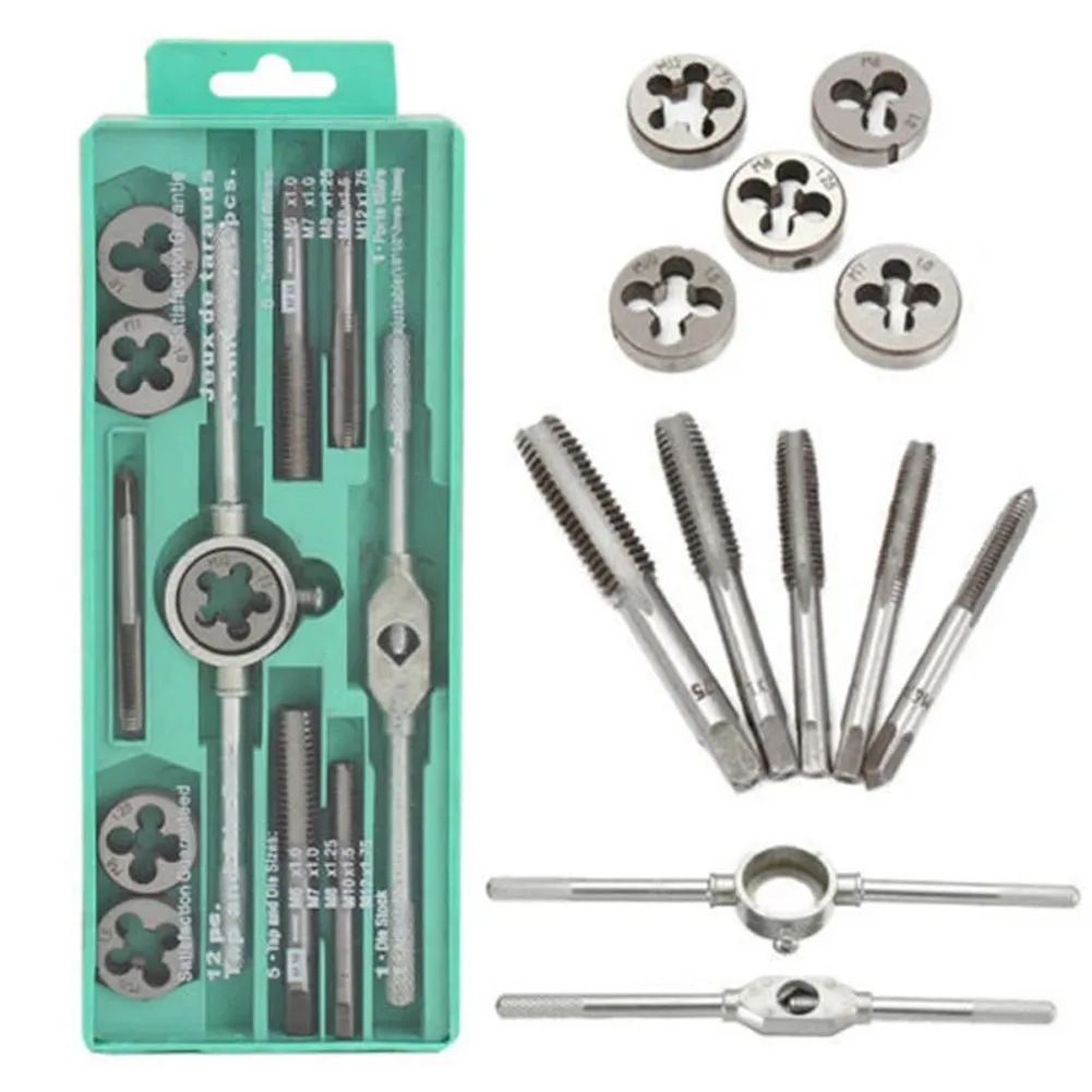 

12pcs/set Multifunction NC Screw Tap & Die Set External Thread Cutting Tapping Hand Tool Kit Thread Screwdriver With M6 M8