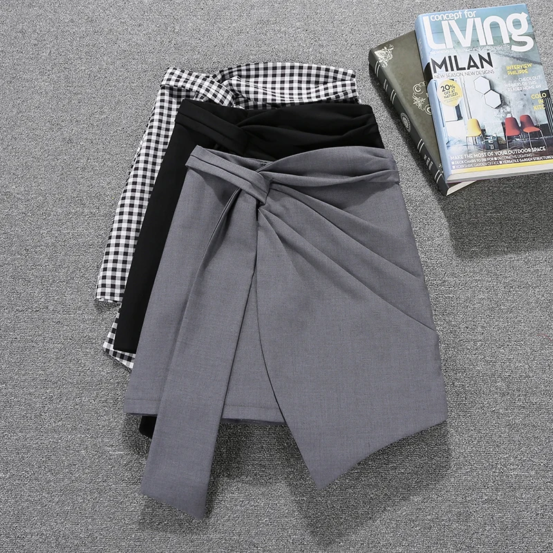 Half-length skirt female spring/summer 2021 new fashion high waist  bag hip irregular thin lattice a-line short skirt