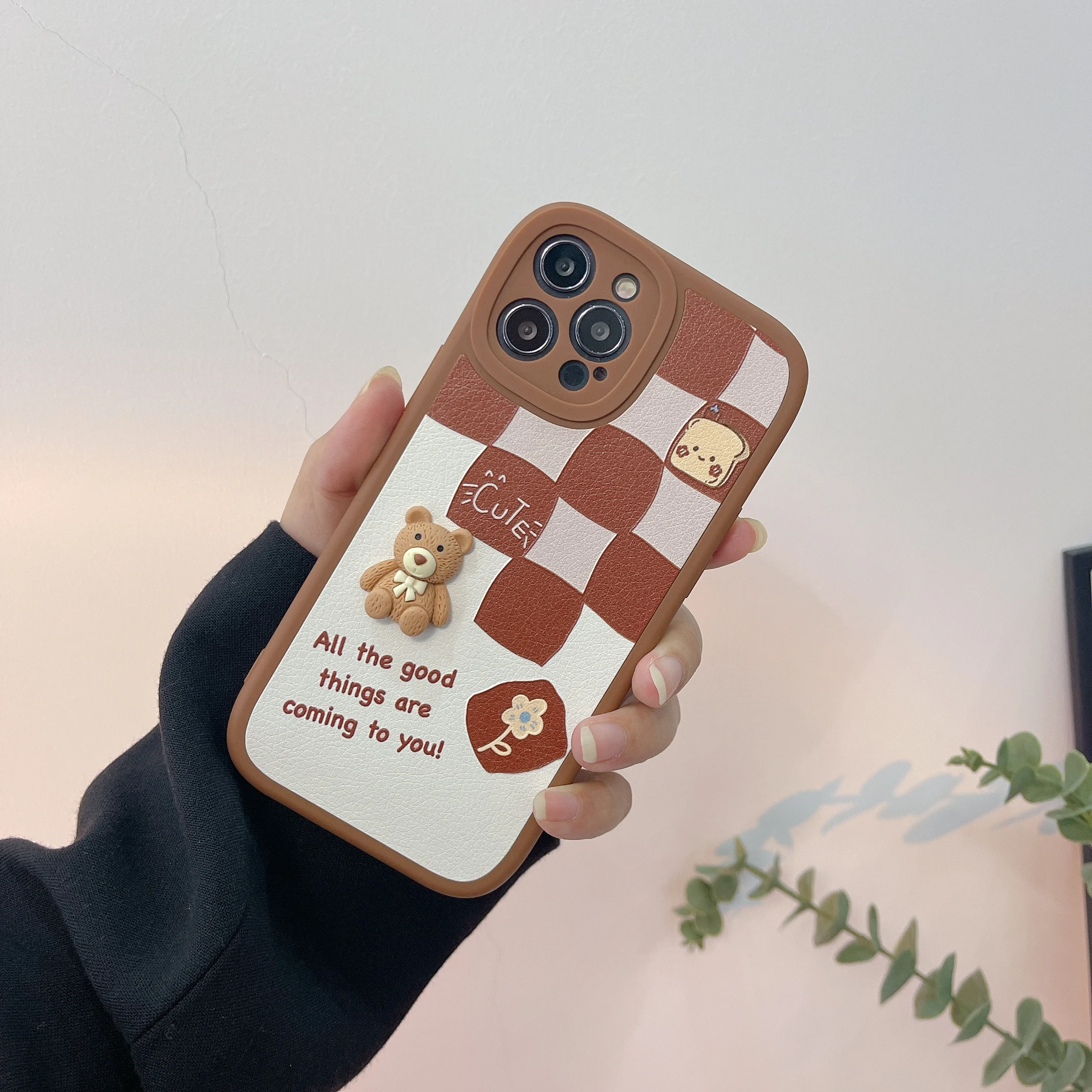 

Модный чехол для телефона с медведем iPhone 13 11 12 роскошный мягкий чехол с медведем iPhone 13 12 11 Pro X Xs Max XR силиконовый чехол