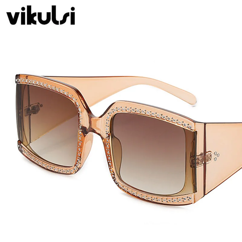 Новая модель квадратных солнцезащитных очков с бриллиантами для женщин