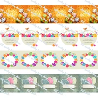 wl 22 75mm happy ribbon easter egg print grosgrain ribbon christmas theme holiday party bow decoration 50 yards