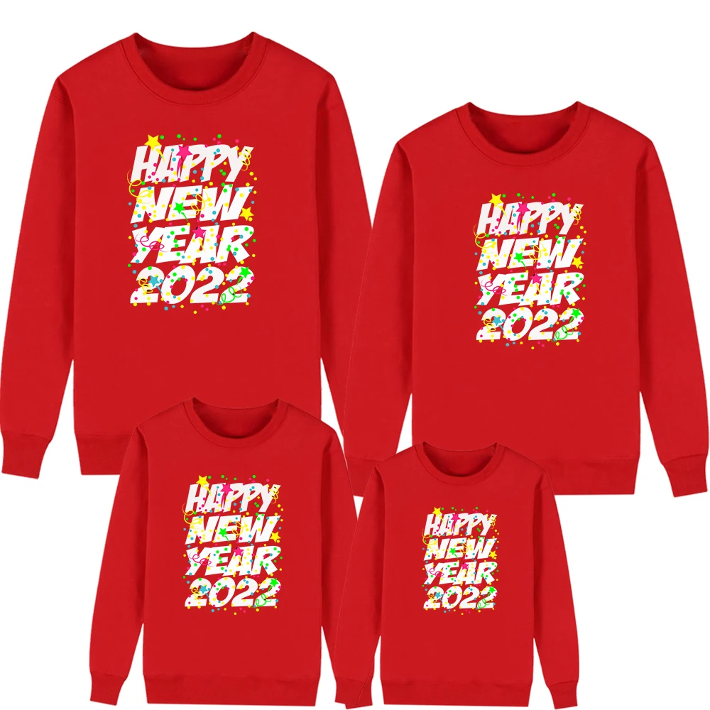

Happy New Year 2022 Costume for Children Mom Daddy Daughter Family Look Matching Outfits Christmas Jersey Clothes Winter