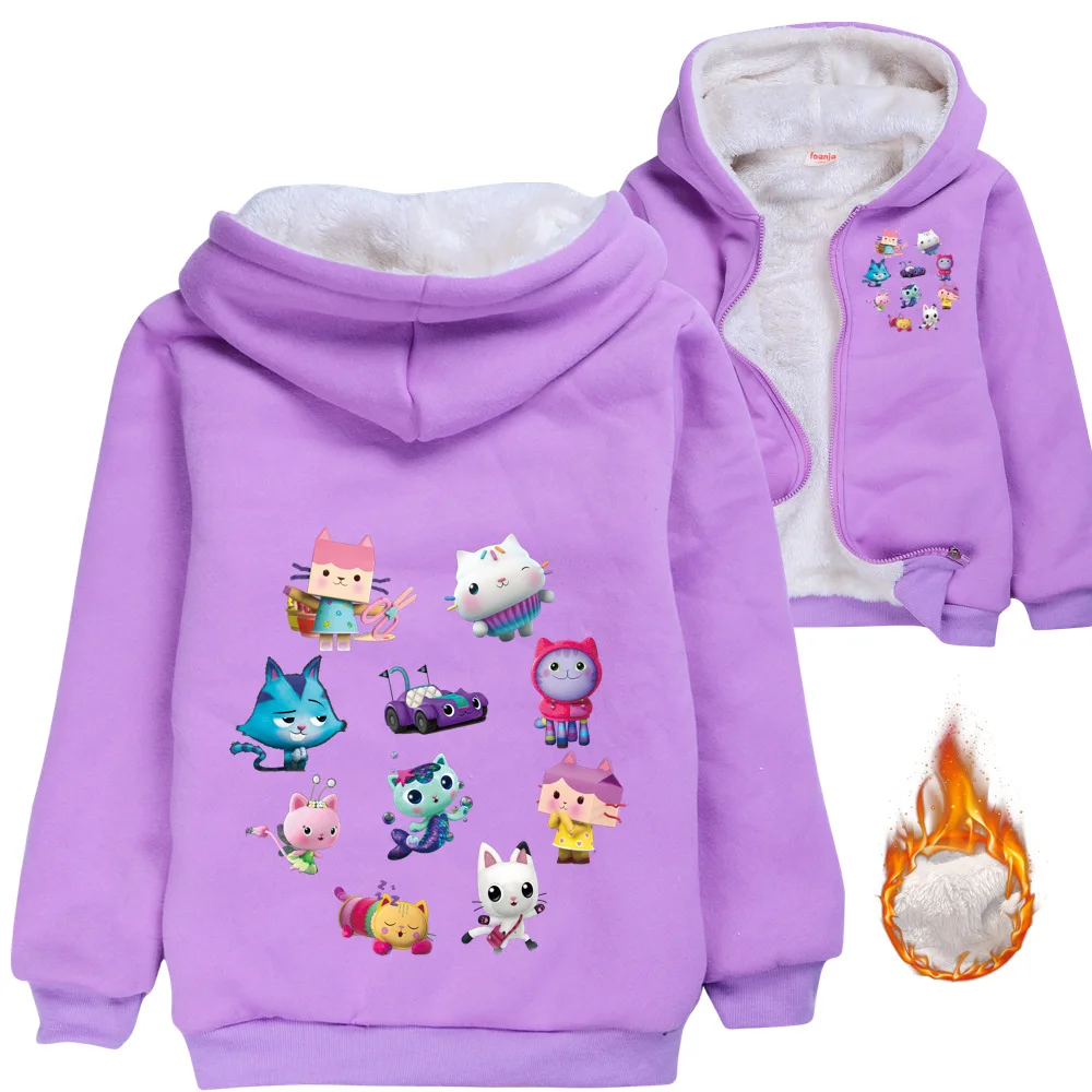 Зимняя детская куртка из флиса с капюшоном для мальчиков Winter Gabbys Dollhouse.