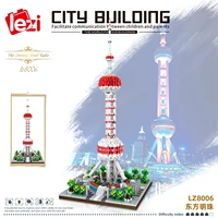 lezi lz8006 miniature diamond small particle architectural model series oriental pearl building blocks bricks childrens toys