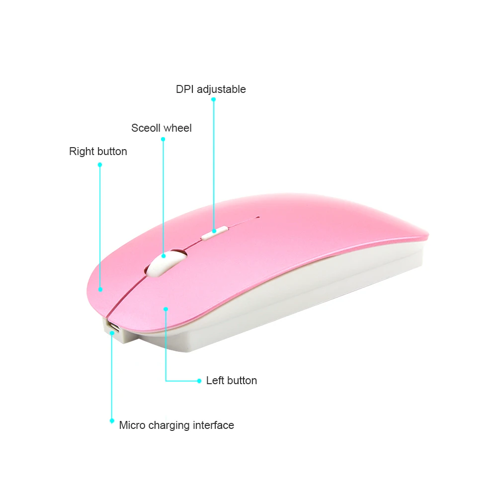 CHYI Bluetooth мышь для Macbook Air 2,4G беспроводная мышь перезаряжаемая Бесшумная ультратонкая Mause эргономичная Портативная оптическая мышь