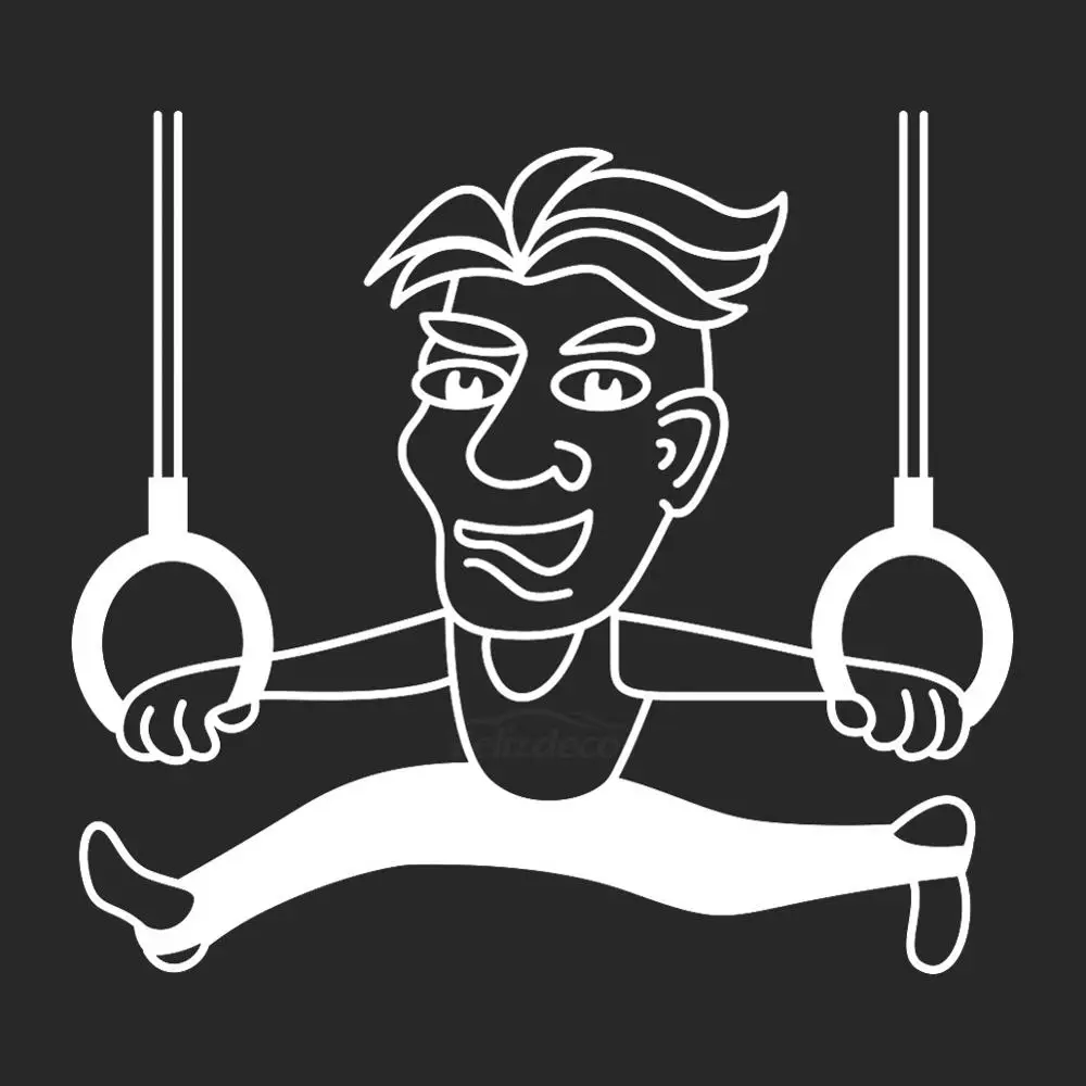 Мужской гимнастка делает прогрева упражнения кузовных наклеек и Графика