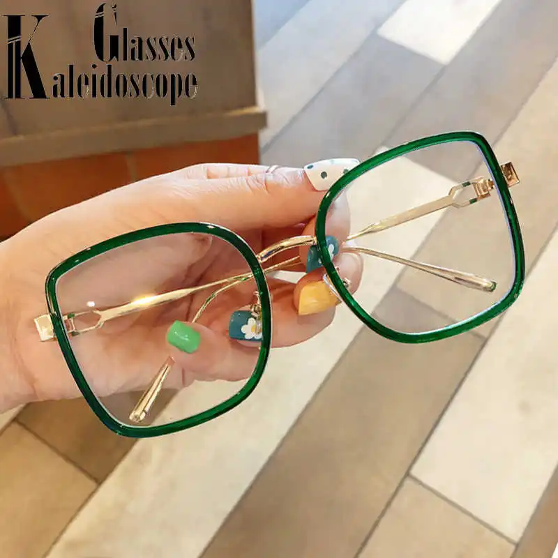 

Retro Oversized Square Glass Women Fingerwear Glasses Frames Brand Designer Women's Metals Optical Glass Special Frame