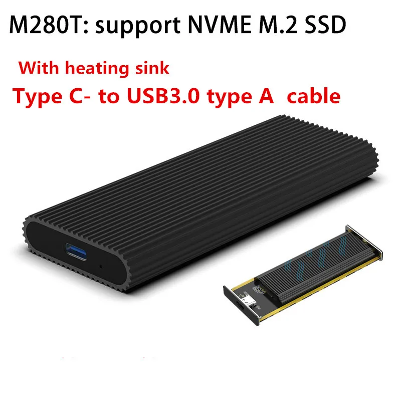 M280TC-A Blueendless портативный SSD m.2 корпус Поддержка pcie NVME/NGFF с M ключ/B& M ключ SSD Тип C 3,1 дизайн твердого диска охлаждения - Цвет: M280TC-A