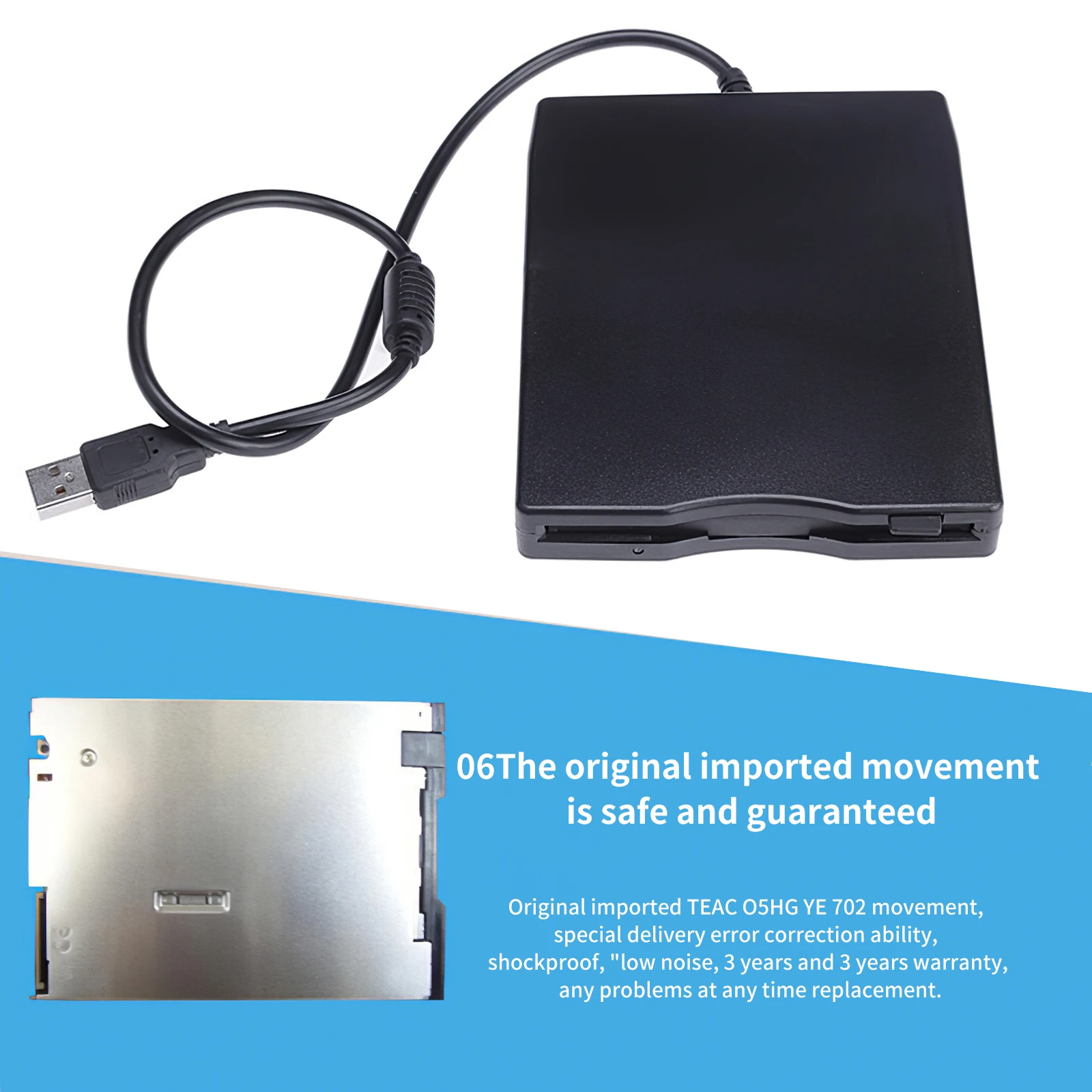 

3.55 Inch Floppy Drive Portable 3.5 Inch USB Mobile Floppy Disk Drive 1.44MB External Diskette FDD For Laptop Notebook Computer