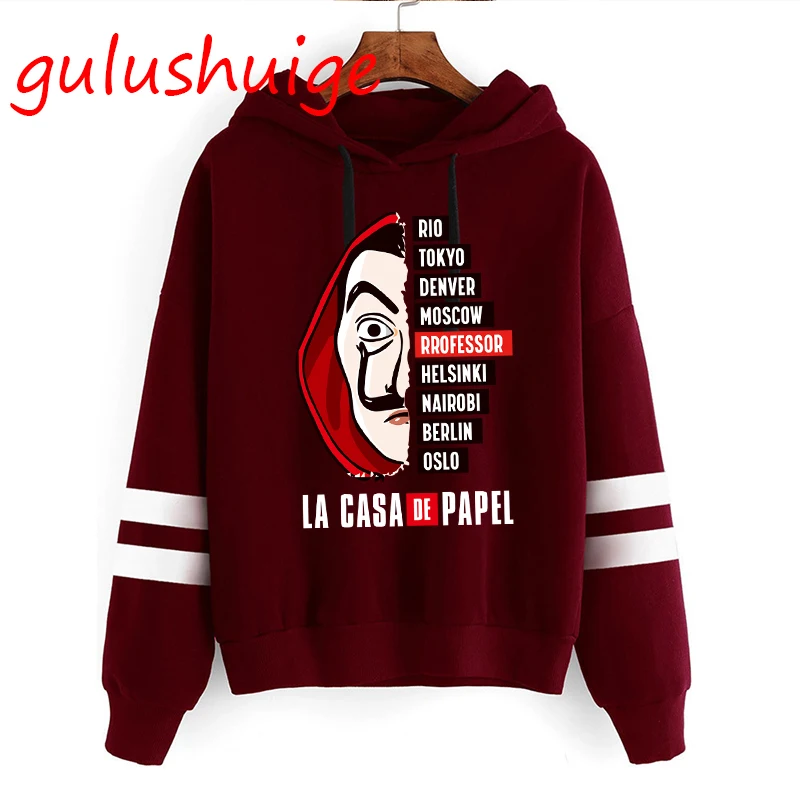 la casa de papel hoodies men unisex top cartoon money heist hooded house of paper kawaii anime cute bella ciao sweatshirt male free global shipping