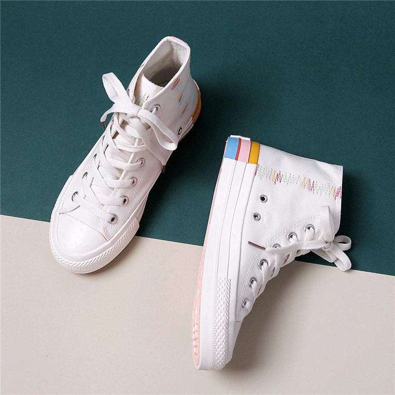 Разноцветная парусиновая обувь коллекция 2020 года сезон весна Новинка высокие