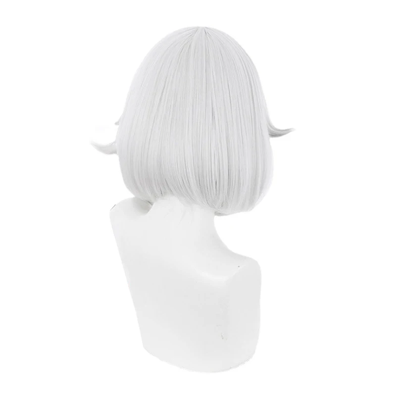 

RANMO Game Genshin Impact Paimon Cosplay Wig 40cm Gray White Hair Headwear Heat Resistant Synthetic Hair