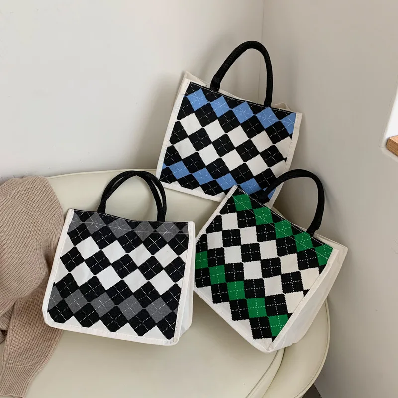 

Women Canvas Tote Bag Causal Shoulder Shopper Bags Korean Soft Cotton Cloth Paild Print Handbags 2021 Student Large Shopping Bag
