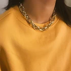 Модное золотое ожерелье-чокер в стиле панк с круглым кольцом, толстая цепь, ожерелье-воротник, эффектное ожерелье до ключиц для женщин и мужчин, ювелирные изделия для вечеринок