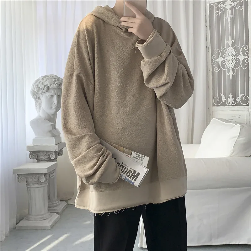 Молодежный популярный Свободный пуловер повседневный однотонный свитшот с