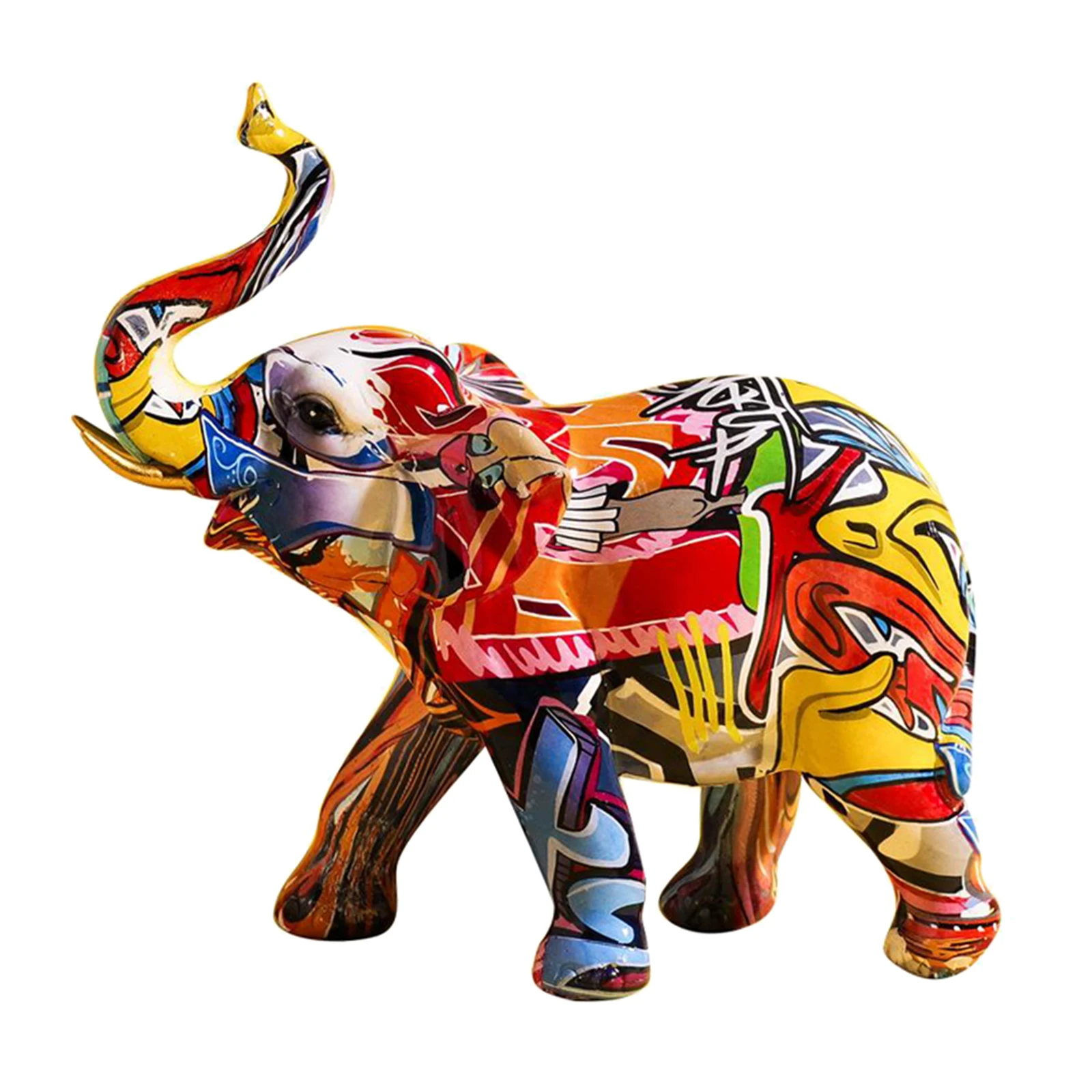 

Colorful Elephant Figurine Statue Resin Craft Ornament for Wine Cabinet