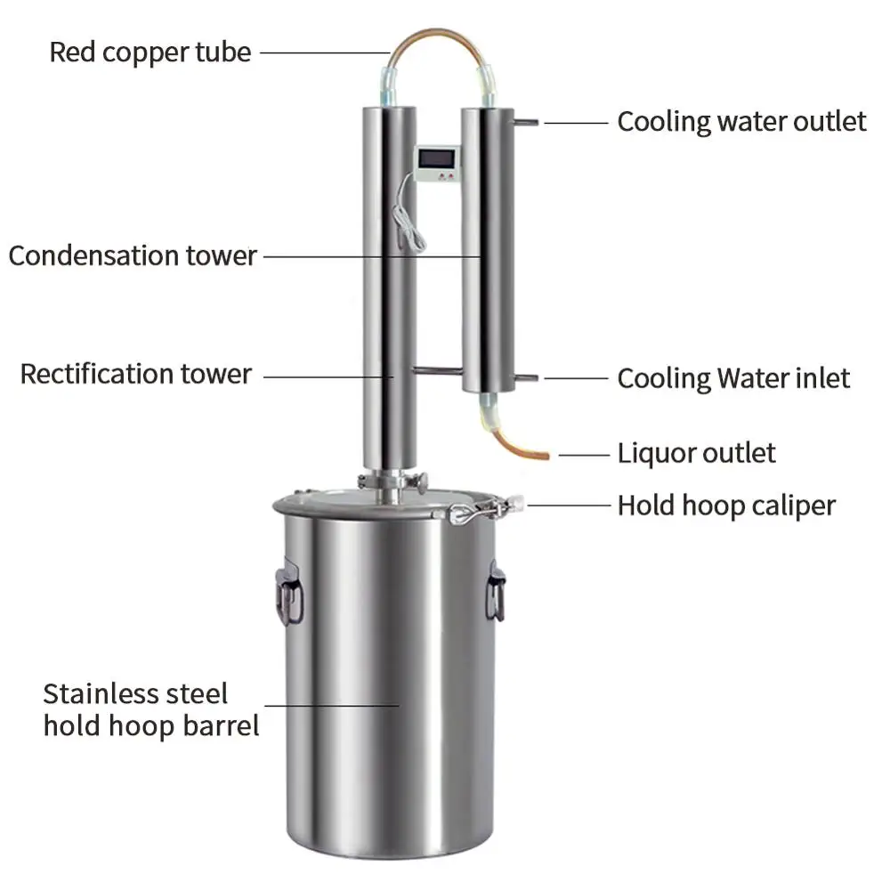 20 л дистиллятор красная медная конденсатная Башня оборудование для брожения