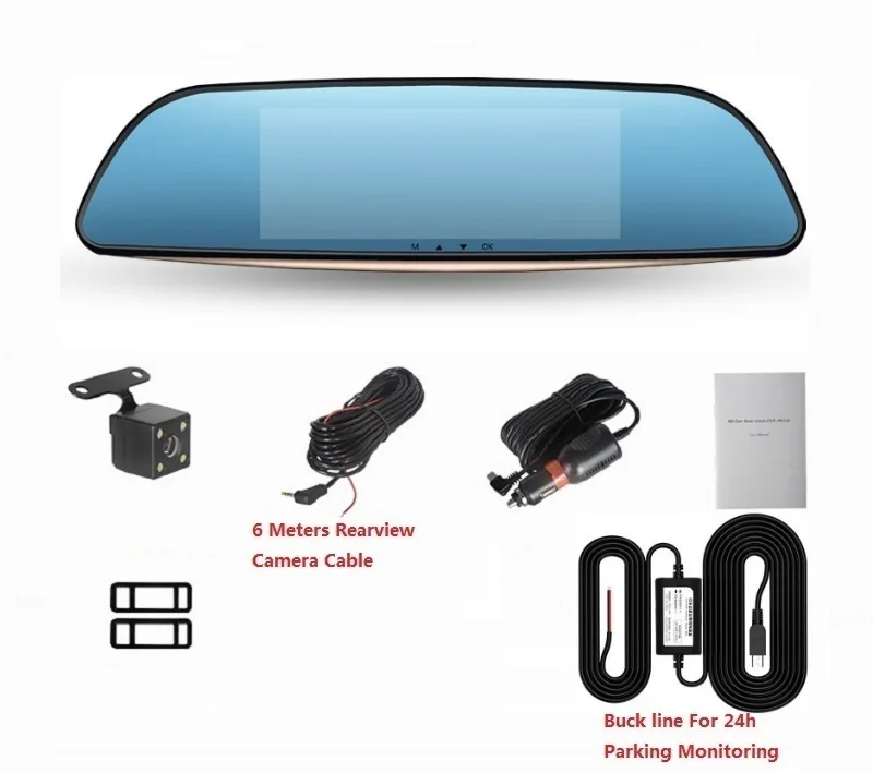 Красный CarDVR 7,0 InchTouch рекордер зеркальная камера видео FHD1080P ночное видение двойной объектив с камерой заднего вида Авто регистратор DashCam - Название цвета: Красный