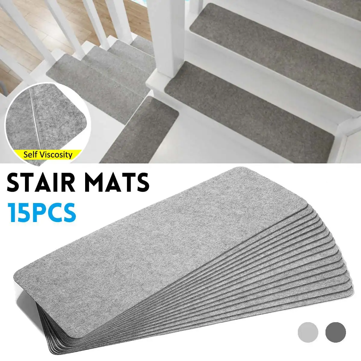 

15Pcs/Set Stair Tread Carpet Mats Self-adhesive Floor Mat Step Staircase Non Slip Door Pad Protection Cover Rug for Home Decor