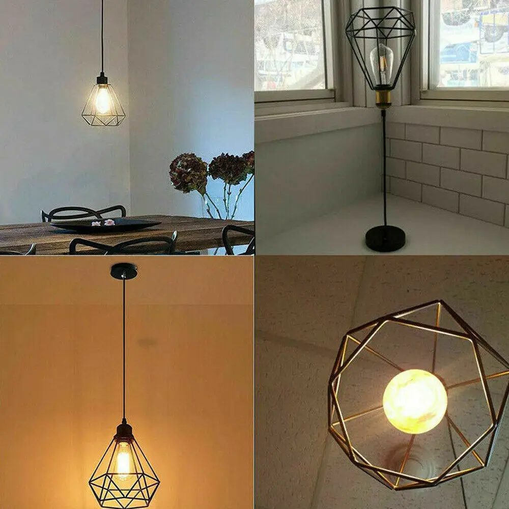 Винтажные промышленные геометрические клетки кулоны светильник Лофт потолочные