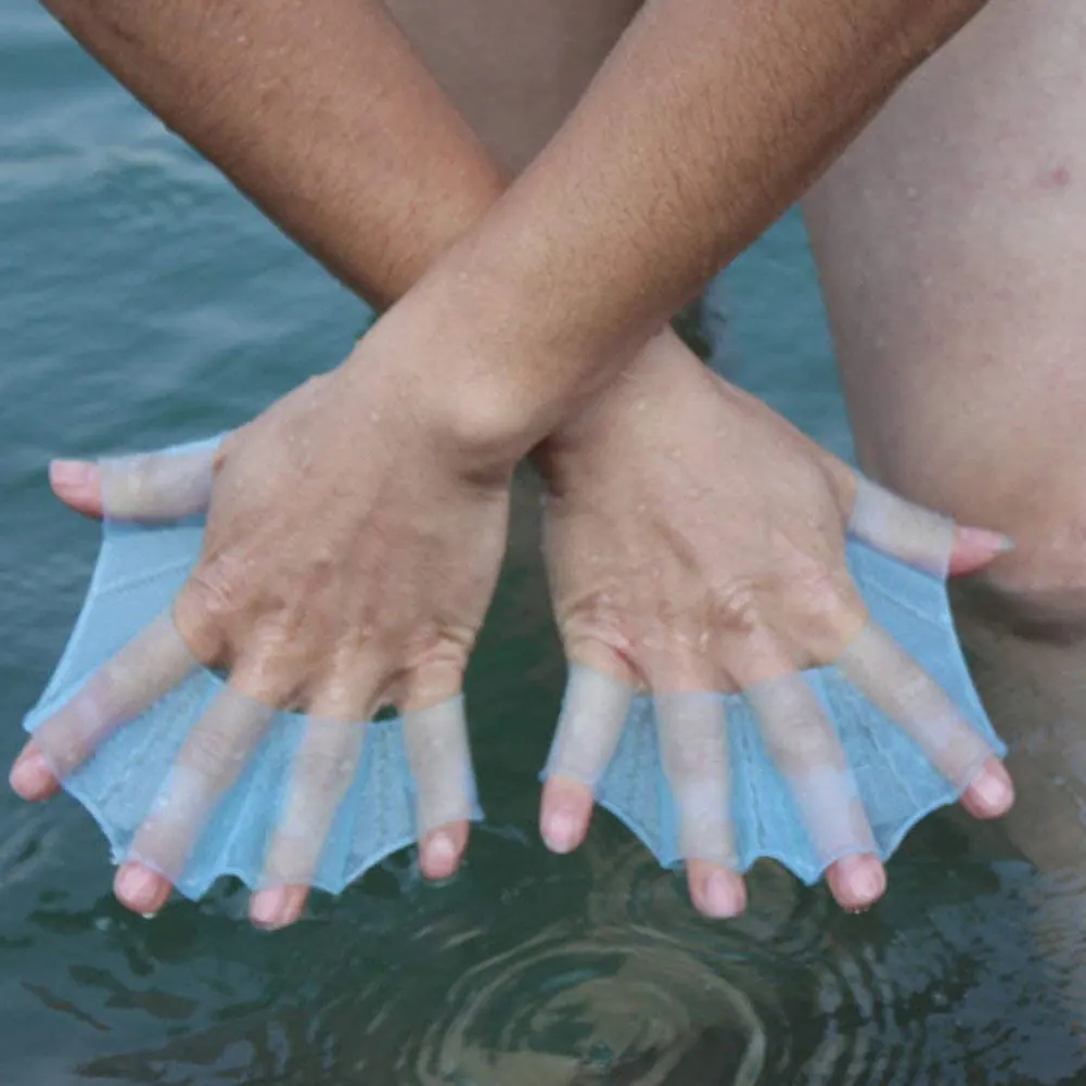 

1Pair Unisex Frog Type Silicone Girdles Swimming Hand Fins Flippers Finger Webbed Gloves Paddle Water Sports Finger Webbed