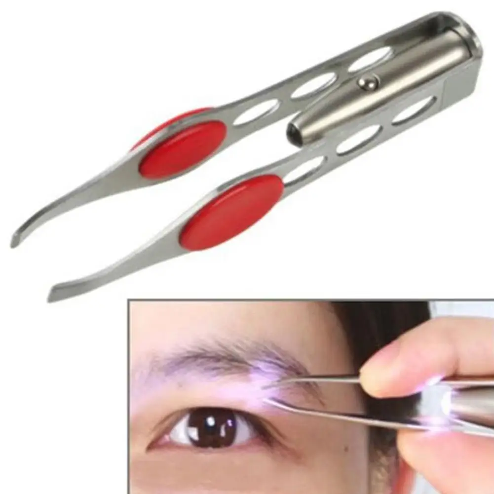 

Stainless Steel Eyebrow Tweezers Hair Removal Clip with LED Light Beauty Tool Eyelash Eyebrow Hair Removal Tweezer