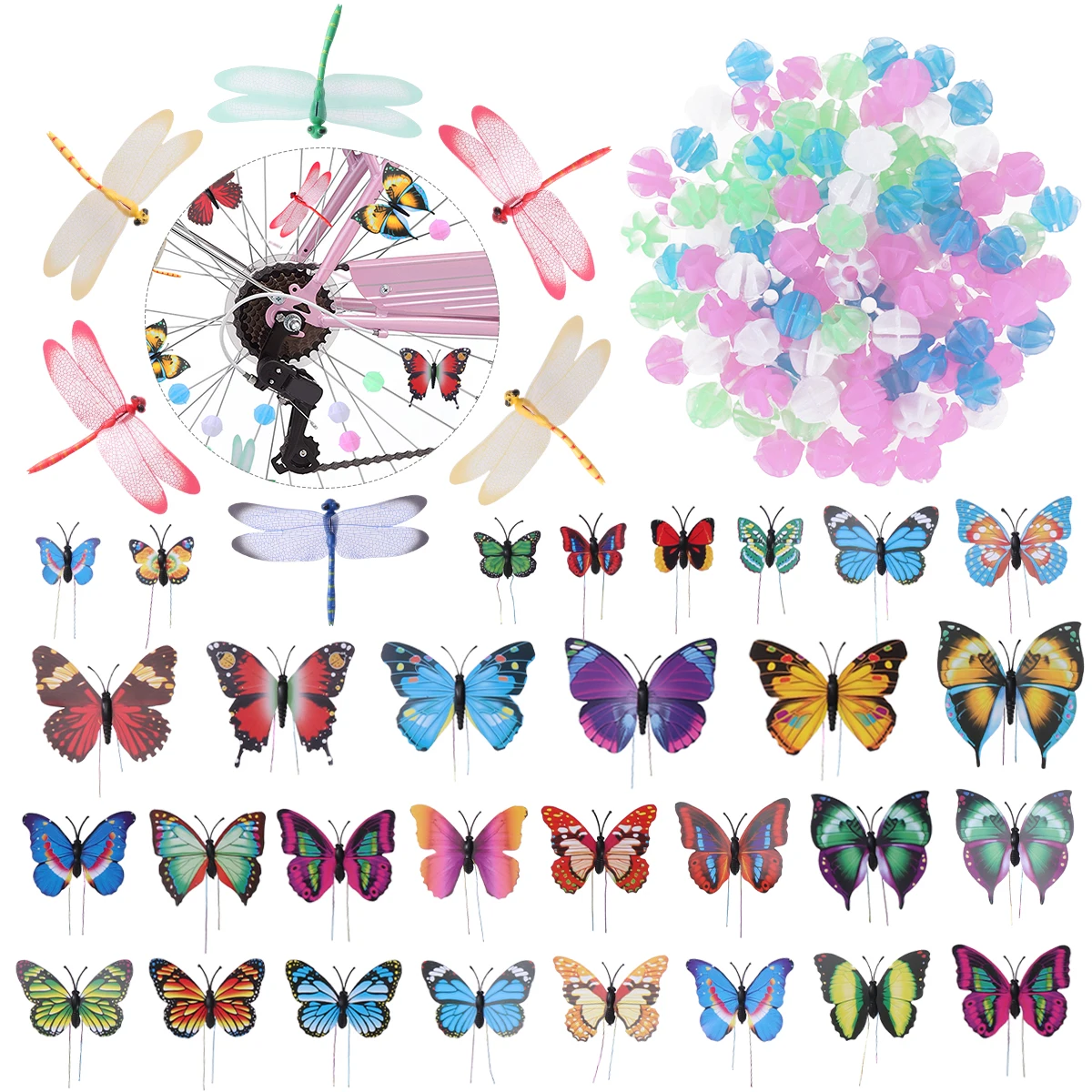 WINOMO 144 шт. декоративные пластиковые зажимы для велосипедных спиц аксессуары