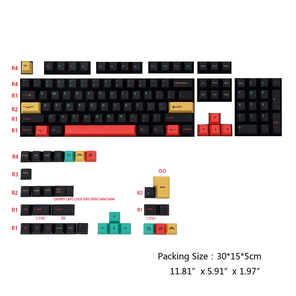 

136 Keys/set Cherry Profile Eye-catching Keycap PBT Dye Sublimation Key Caps for Mechanical Keyboard GK61 64 84 96