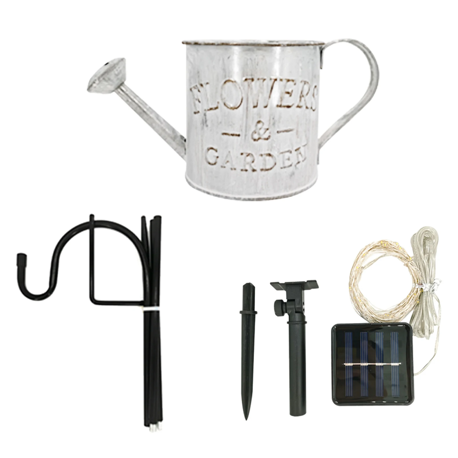 

Walkway Waterproof Outdoor Statues Garden Decor Art Craft Watering Can Starry With Bracket Led Strands For Party Solar Lamp DIY