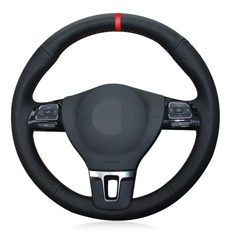 DIY Black Soft Artificial Leather Car Steering Wheel Cover For Volkswagen VW Gol Tiguan Passat B7 Passat CC Touran Jetta Mk6