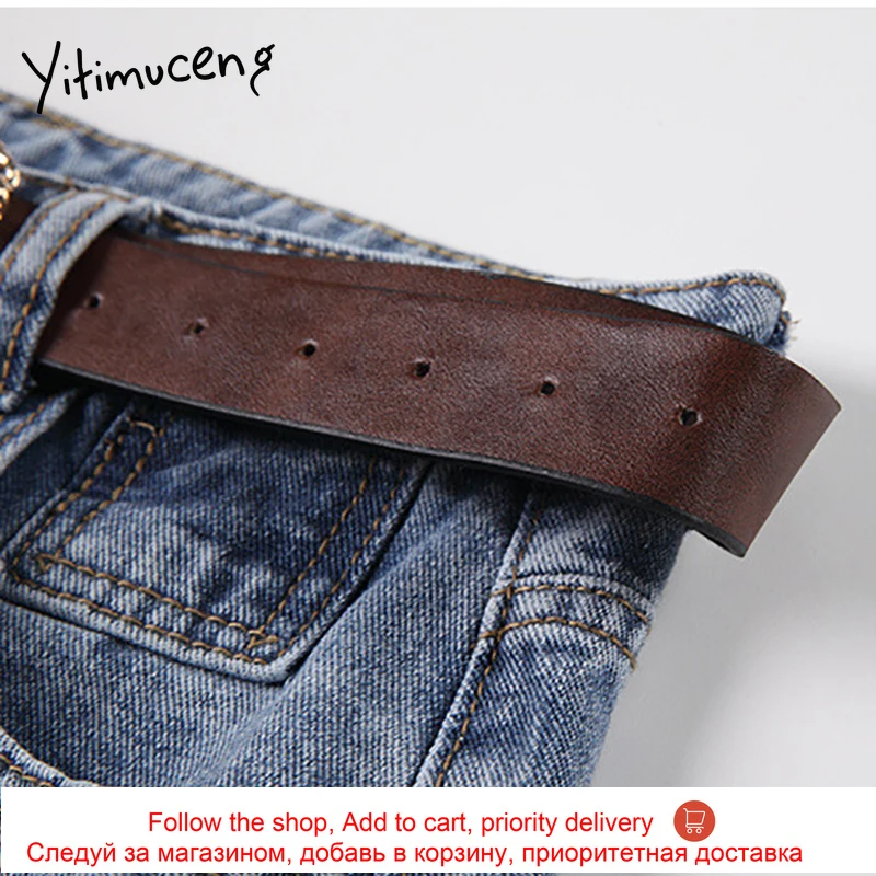 

Yitimuceng Sashes Women Jeans Straight Plus Size Full Length Trousers Spring Summer High Waisted Denim Casual 2021 Fashion New