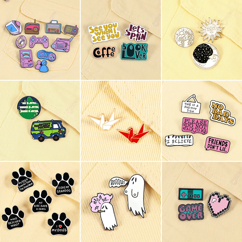 2 7 шт./компл. эмалированная Булавка С мультипликационным принтом Милая игра