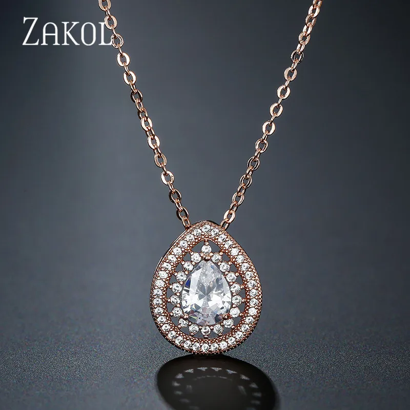 Винтажные ожерелья и подвески ZAKOL с кристаллами циркония в форме капли воды для