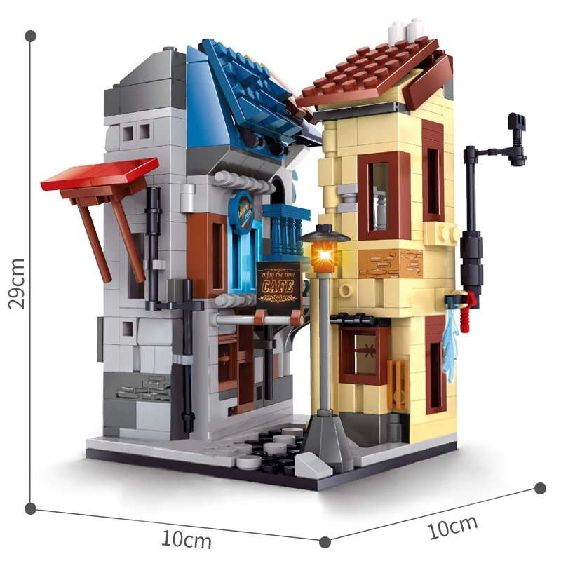 

AUSINI 364PCS Ghost Town Building Blocks Architecture House Toys for Boys Model Decoration DIY Creator Children Toy Mini Figures