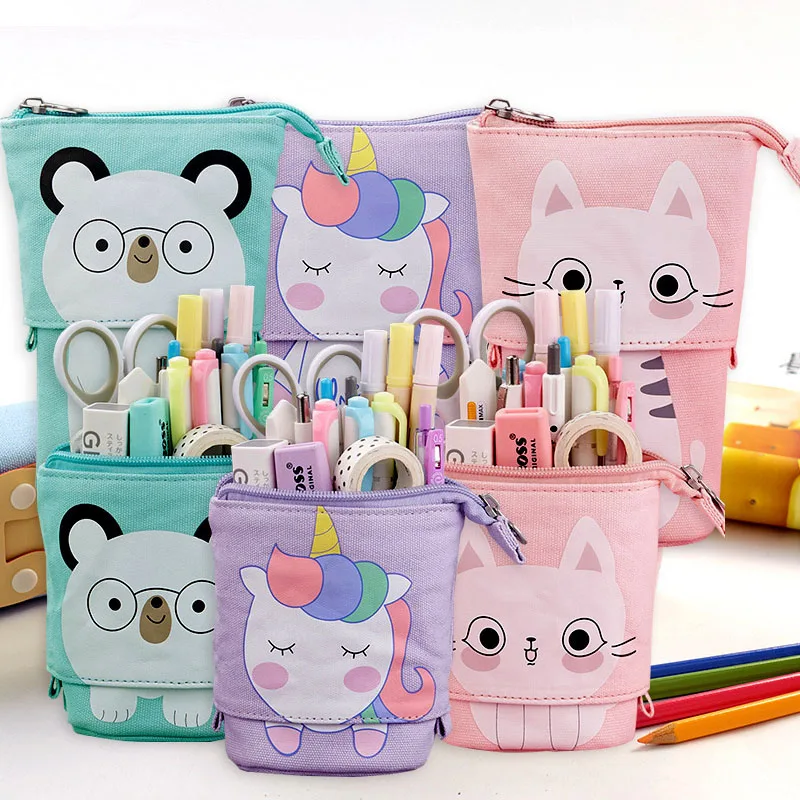 Чехол карандаш Kawaii Cat из парусины милый чехол с единорогом Регулируемый