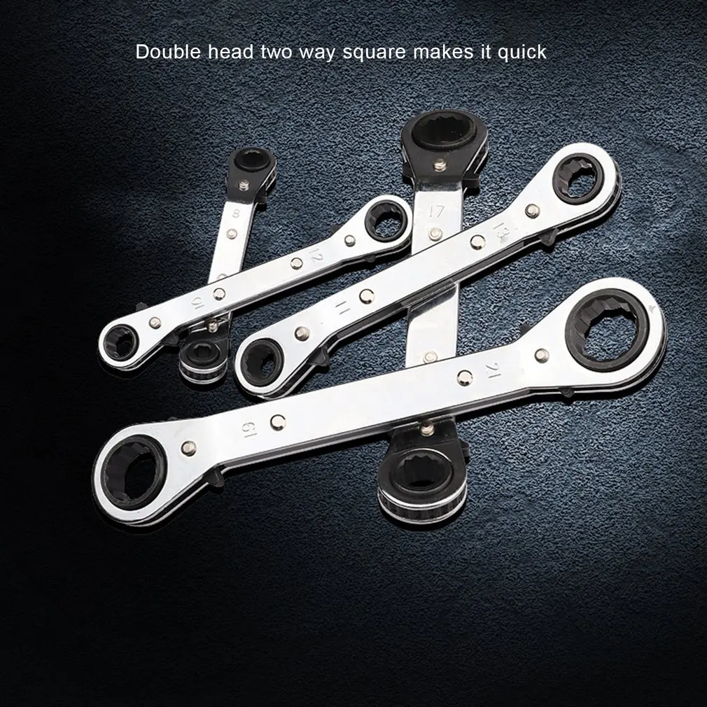 

5pcs/set Curved Double Head Ratchet Reversible Ratchet Handle Wrench Metric Hand Tool Ratchet Ring Tensioner