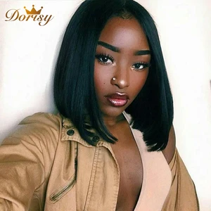 Короткие парики боб, прямые человеческие волосы на сетке, Короткие парики боб для черных женщин, перуанский парик из человеческих волос, парик на сетке спереди, парик Dorisy Remy