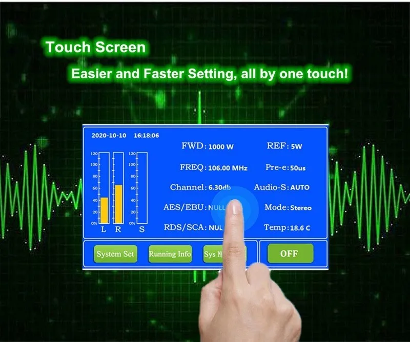87.5-108MHz Digital Touch Screen YXHT-2 Warranty 6 Years FM Transmitter 600w for School Church Radio Stations | Электроника