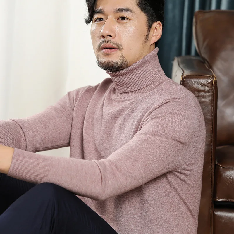 

Autumn Winter Thick Turtleneck Sweater Men Pink Oversized Sweater Male Knitted Pullover Casual Long Sleeve Loose Knitwear Xxxl