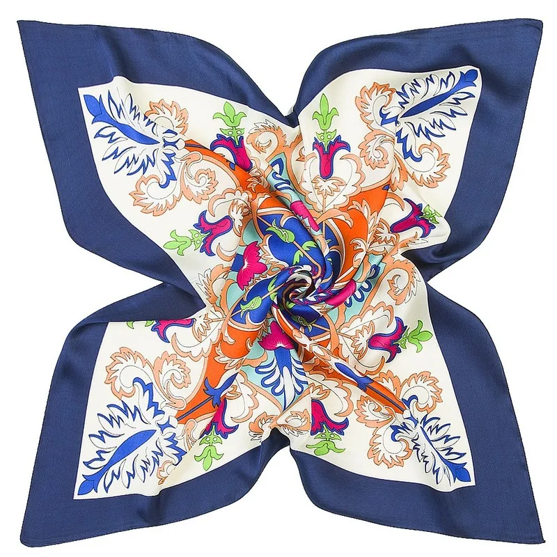 Женский шарф 60 см искусственный шелк богемные цветы платки-помощники в летнем