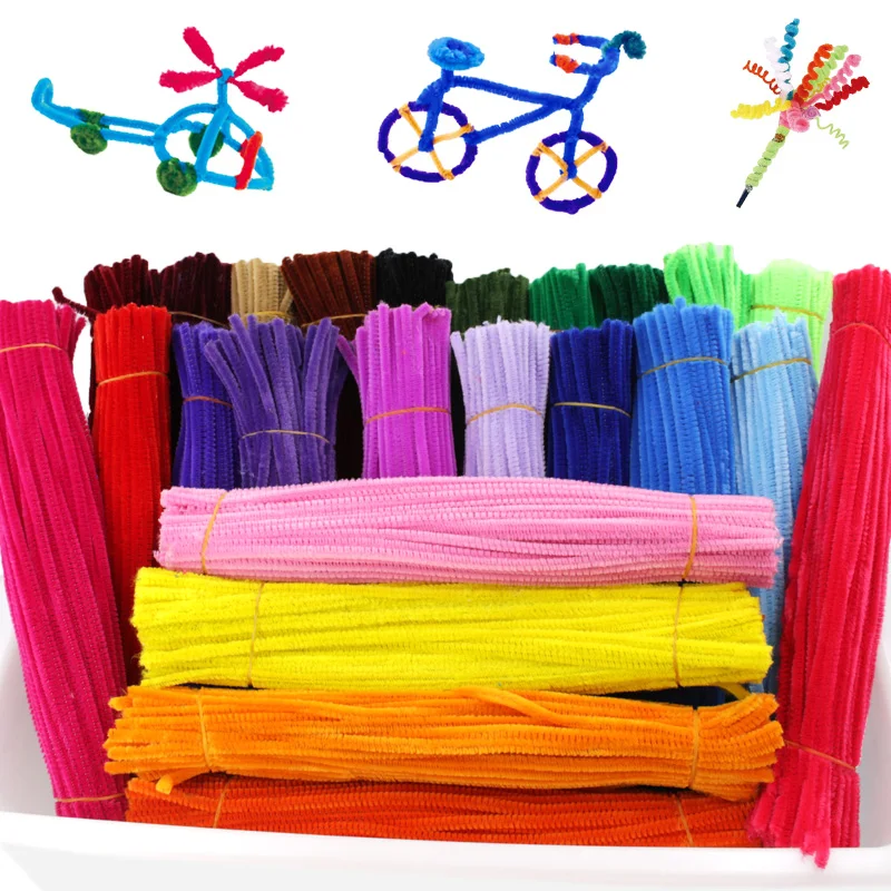 

100pc Rainbow Color Plush Stick Chenille Pipe Cleaners Kids Handicraft Material Children Educational Toy Craeativing Puzzle Doll