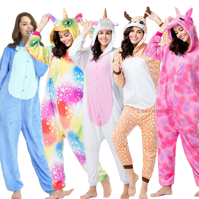 Пижама Кигуруми для женщин фланелевый комбинезон с капюшоном
