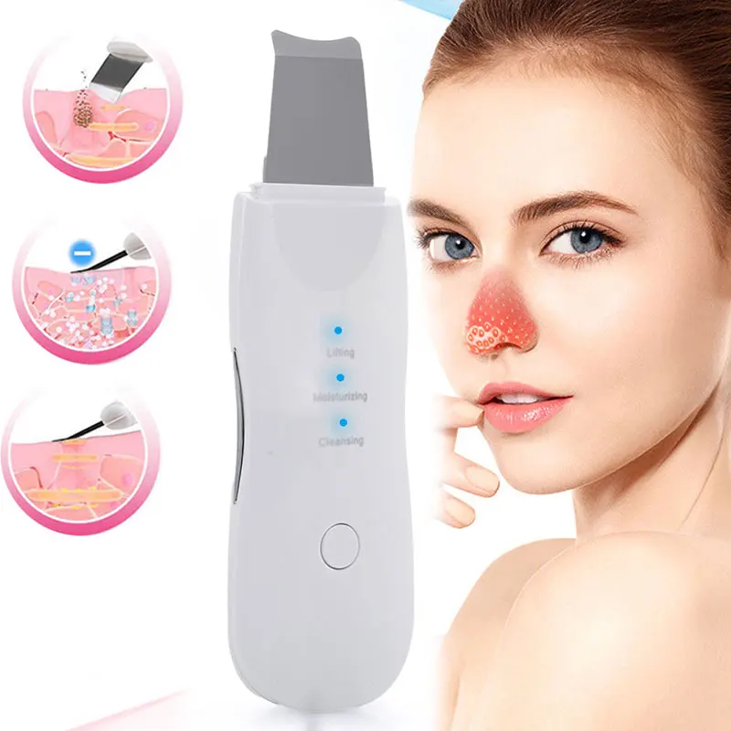 

Professional Ultrasonic Facial Skin Scrubber Ion Deep Face Cleaning Peeling Rechargeable Skin Care Device Beauty Instrument 42