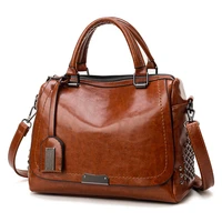 2021 vintage boston rivet pu leather luxury handbags women messenger bags designer shoulder bag female tote top handle bags